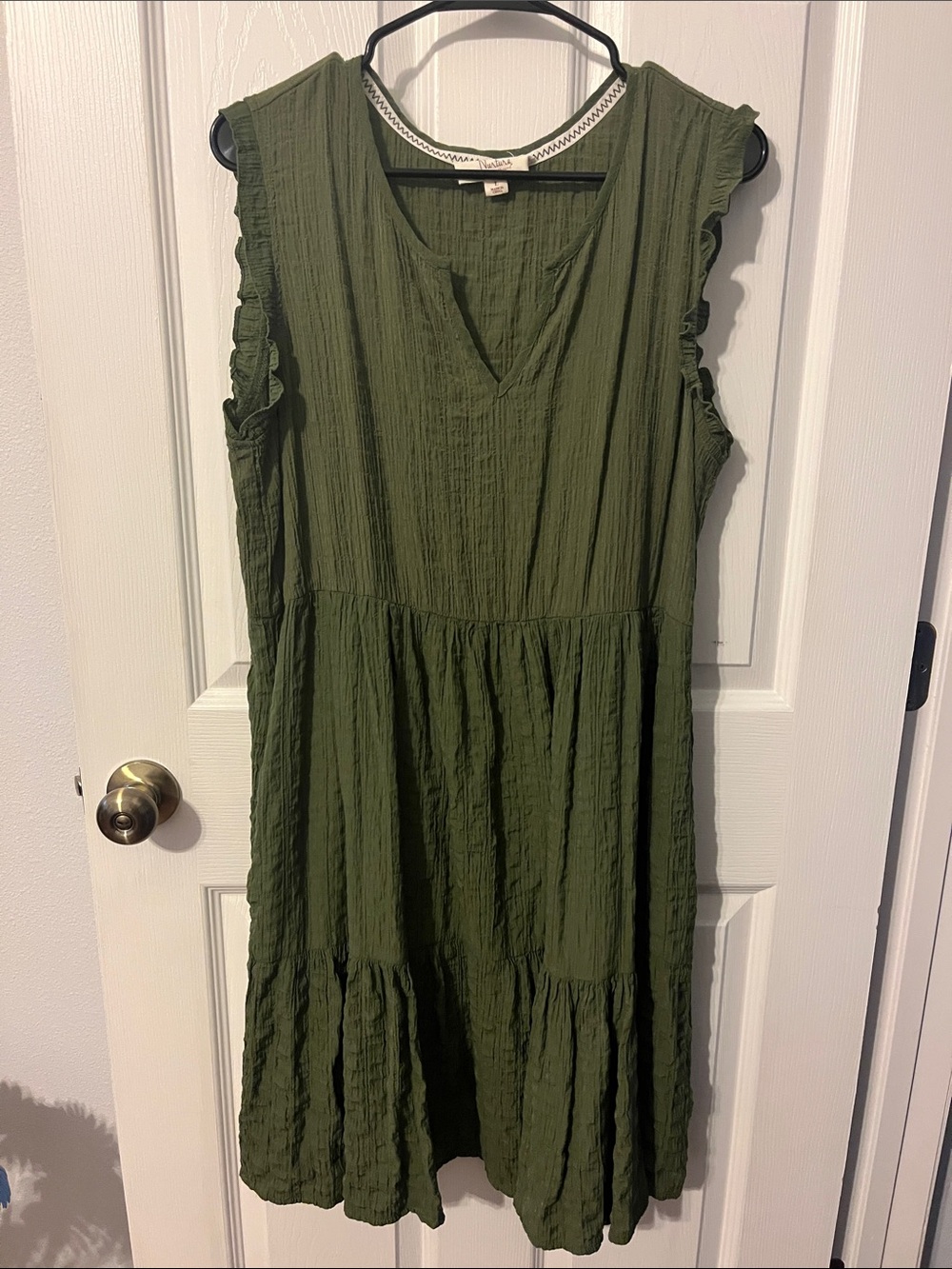 Nurture by Lamaze Olive Green Sleeveless Tiered Midi Dress